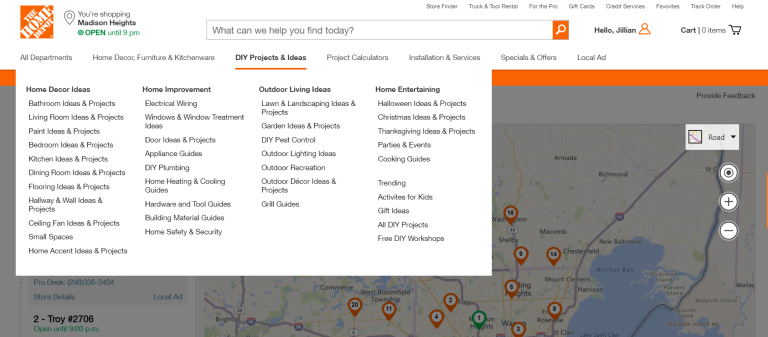 Home Depot Website – Example By Medallia Digital Experience