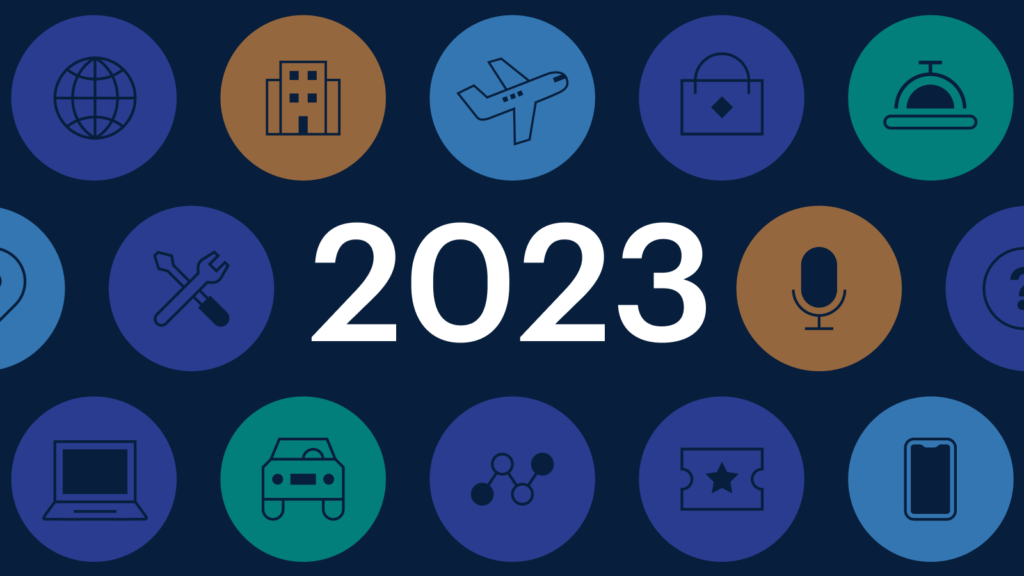 “2023” set against an icon background representing industries such as travel and hospitality, healthcare, and automotive